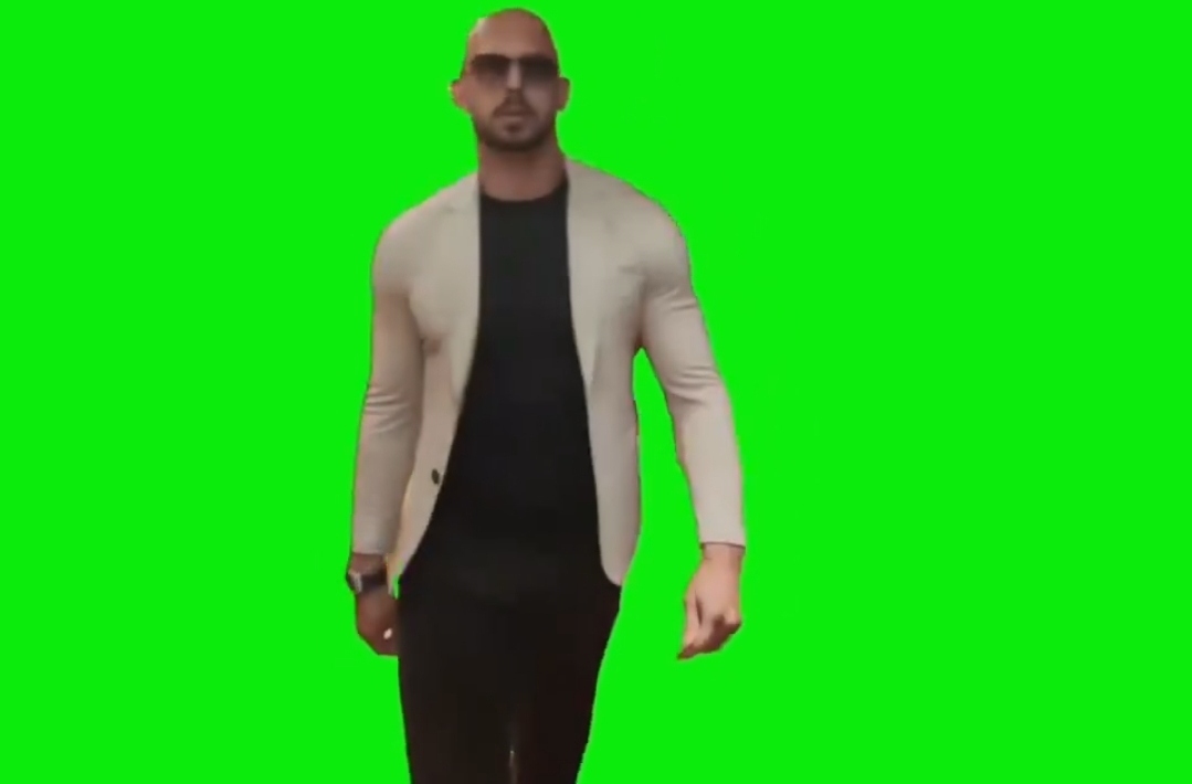 Andrew Tate Walking green screen meme template Video Meme